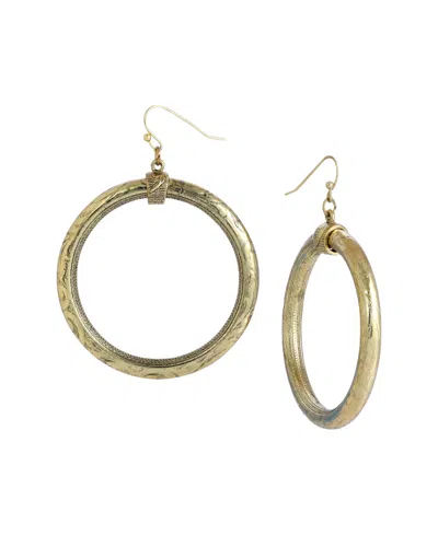2028 Gold-tone Textured Hoop Earrings In Yellow