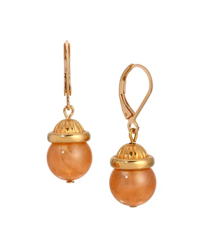 2028 Gold-tone Bead Drop Earrings In Orange