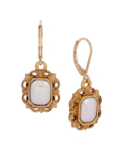 2028 Gold-tone Cabochon Filigree Antique Drop Earrings