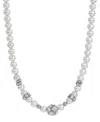 2028 Gray Faux Cultivated Pearl Glass Accent Strand Necklace In White
