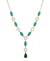 2028 Green Crystal And Acrylic Stone Y Necklace In Green