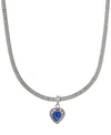 2028 Heart Crystal Mesh Chain Necklace In Blue