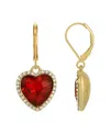 2028 Heart Drop Earrings In Red