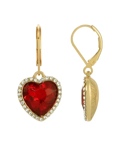 2028 Heart Drop Earrings In Red