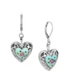 2028 Heart Floral Enamel Leverback Earrings In Blue