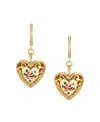 2028 Heart Floral Enamel Leverback Earrings In White