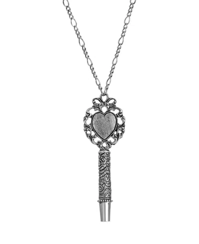 2028 Heart Whistle Pendant Necklace In Silver-tone
