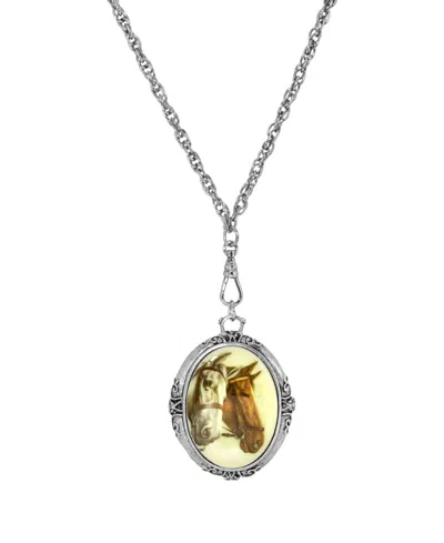 2028 Horse Head Stone Necklace In Brown