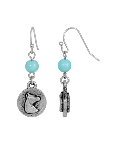 2028 Horse Wire Earrings In Turquoise