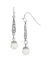 2028 Imitation Pearl Crystal Linear Drop Earring In White