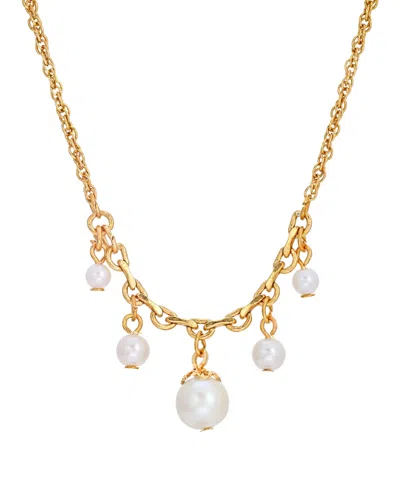 2028 Imitation Pearl Drop Necklace In White