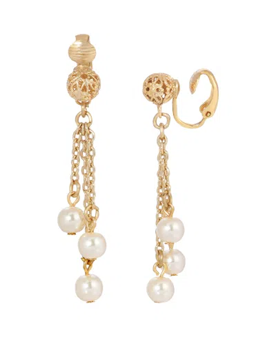 2028 Imitation Pearl Linear Clip Earring In White