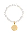 2028 Imitation Pearl Peace Stretch Bracelet In White