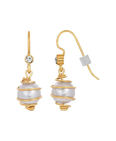 2028 Imitation Pearl Wire Wrapped Drop Earring In White