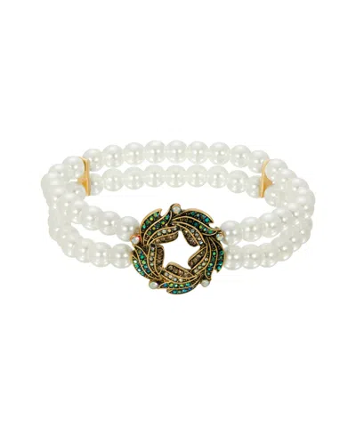 2028 Imitation Pearl Wreath Two Row Stretch Bracelet In Multi