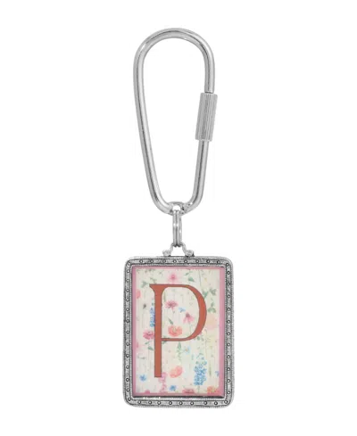 2028 Initial A-z Floral Key Fob In Multi-p