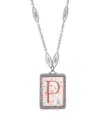 2028 Initial A-z Floral Rectangle Necklace In Multi-p