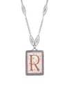 2028 Initial A-z Floral Rectangle Necklace In Multi-r