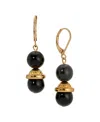 2028 Jet Gold Bead Drop Lever Back Earrings In Black