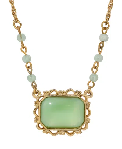 2028 Moonstone Acrylic Bead Pendant Necklace In Green