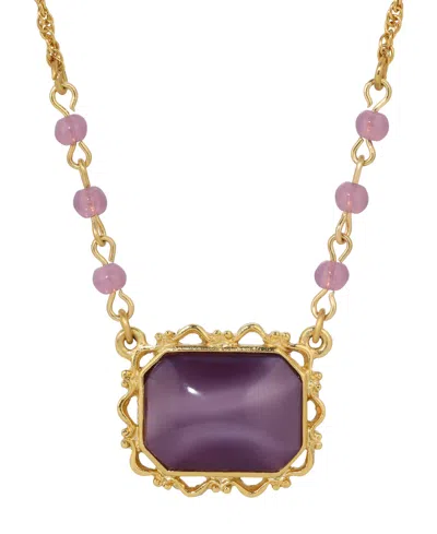 2028 Moonstone Acrylic Bead Pendant Necklace In Purple
