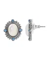 2028 Mother Of Imitation Pearl Oval Earrings In White