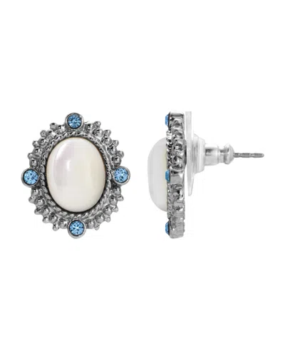 2028 Mother Of Imitation Pearl Oval Earrings In White