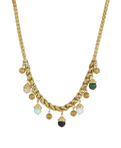 2028 Multi Genuine Stone Drop Necklace