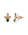 2028 Navette Shaped Green Stone Earrings In Green