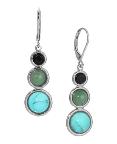 2028 Onyx Jade Turquoise Linear Earrings In Multi
