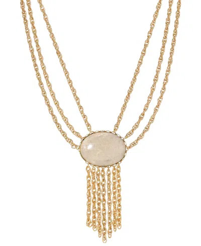 2028 Oval Riverstone Drape Necklace In Brown