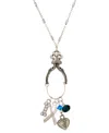 2028 Paw And Bone Charm Holder Necklace In Gray
