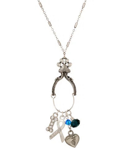 2028 Paw And Bone Charm Holder Necklace In Gray