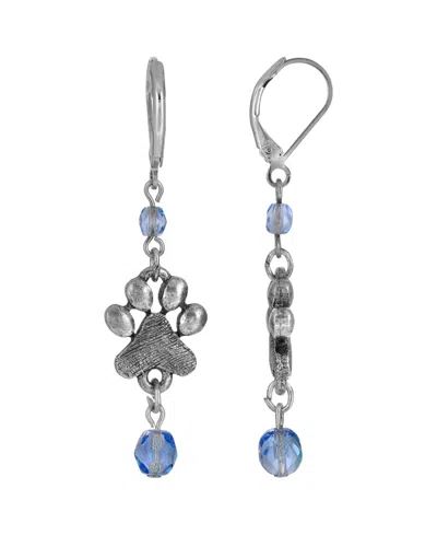 2028 Paw Print Drop Earrings In Blue
