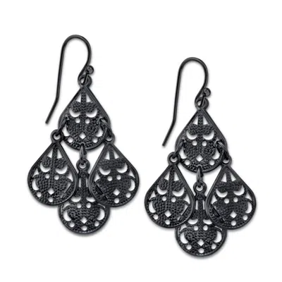 2028 Pear Shaped Filigree Drop Earrings In Jet
