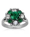 2028 Pewter And Clear Crystal Ring In Green