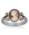 2028 Pewter Carnelian Cameo Oval Ring In Orange