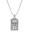 2028 Pewter Cross Square Dog Tag Pendant 22" Necklace In Pewter