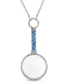 2028 Pewter Crystal Magnifying Glass 30" Necklace In Blue
