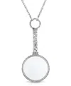 2028 Pewter Crystal Magnifying Glass 30" Necklace In White