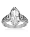 2028 Pewter Diamond Shaped Crystal Ring In Clear