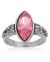 2028 Pewter Diamond Shaped Crystal Ring In Clear