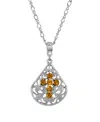 2028 Pewter Fan Light Green Crystal Cross 16" Adjustable Necklace In Beige