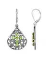2028 Pewter Fan Red Crystal Cross Earrings In Green