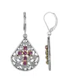 2028 Pewter Fan Red Crystal Cross Earrings In Purple
