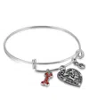 2028 Pewter Heart Bone Paw Print Charm Bracelet In Silver