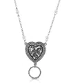 2028 Pewter Imitation Pearl Heart Paw And Bones Eye Glass Holder In Silver