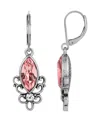 2028 Pewter Pink Filigree Drop Earring In Pink