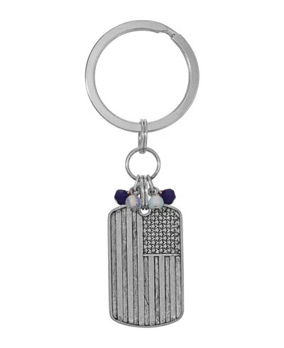 2028 Pewter Red White Blue Flag Key Fob In Multi