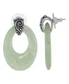 2028 Pewter Semi Precious Oval Aventurine Hoop Earrings In Green